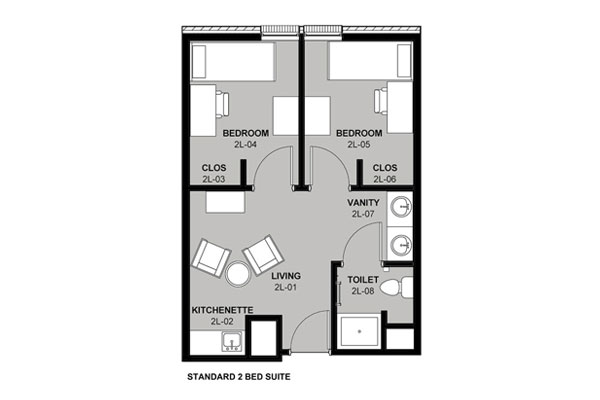 2 bedroom suite floor plan